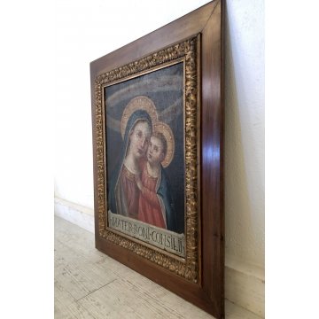 GRANDE QUADRO DIPINTO 600 MADONNA GESU' BAMBINO Mater boni consilii RELIGIOSO