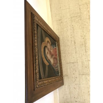 GRANDE QUADRO DIPINTO 600 MADONNA GESU' BAMBINO Mater boni consilii RELIGIOSO