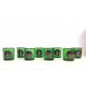 SET 8 BICCHIERI VINTAGE VETRO VERDE TRASP. BORDATO DECORATO NUMERO ARGENTO GLASS