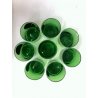 SET 8 BICCHIERI VINTAGE VETRO VERDE TRASP. BORDATO DECORATO NUMERO ARGENTO GLASS