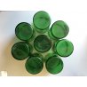 SET 8 BICCHIERI VINTAGE VETRO VERDE TRASP. BORDATO DECORATO NUMERO ARGENTO GLASS