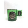 SET 8 BICCHIERI VINTAGE VETRO VERDE TRASP. BORDATO DECORATO NUMERO ARGENTO GLASS