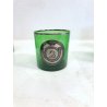 SET 8 BICCHIERI VINTAGE VETRO VERDE TRASP. BORDATO DECORATO NUMERO ARGENTO GLASS