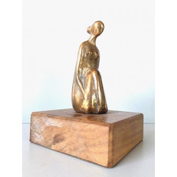 SCULTURA MULTIPLO BRONZO Nino Tassone "Donna Seduta" FIGURA FEMMINILE FIRMATA 