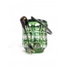 CESTELLO GHIACCIO con PINZE VINTAGE CRISTALLO BOEMIA MOLATO CUT to CLEAR VERDE 