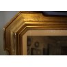 ANTICA GRANDE CORNICE SPECCHIERA VASSOIO '800 DECORO BULINO FOGLIA ORO STAMPA