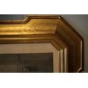 ANTICA GRANDE CORNICE SPECCHIERA VASSOIO '800 DECORO BULINO FOGLIA ORO STAMPA