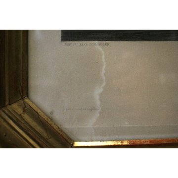 ANTICA GRANDE CORNICE SPECCHIERA VASSOIO '800 DECORO BULINO FOGLIA ORO STAMPA