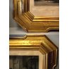 ANTICA GRANDE CORNICE SPECCHIERA VASSOIO 800 DECORO BULINO FOGLIA ORO LITOGRAFIA