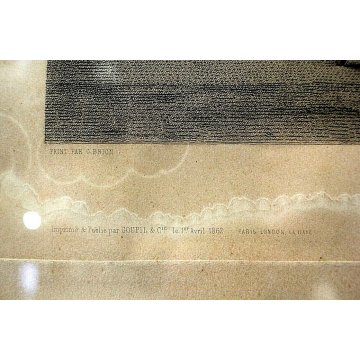 ANTICA GRANDE CORNICE SPECCHIERA VASSOIO 800 DECORO BULINO FOGLIA ORO LITOGRAFIA