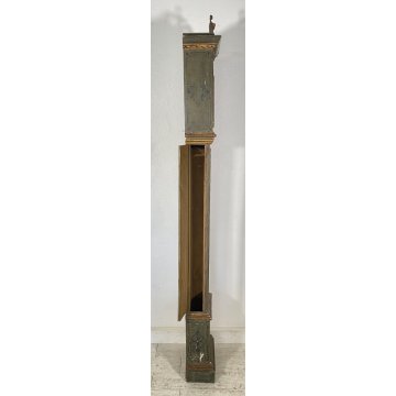 ANTICO BOX OROLOGIO PENDOLO DIPINTO PARETE MURO LEGNO 1800 PENDOLA CUCU' EPOCA 