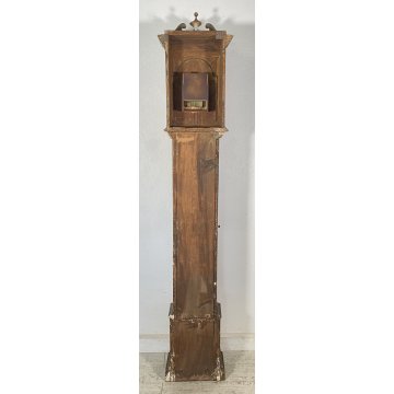 ANTICO BOX OROLOGIO PENDOLO DIPINTO PARETE MURO LEGNO 1800 PENDOLA CUCU' EPOCA 