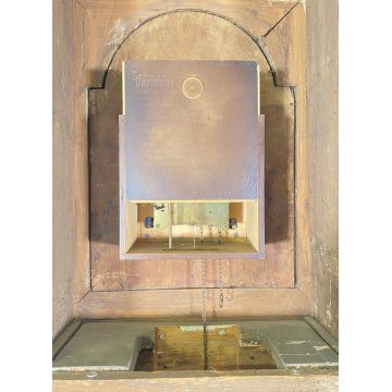 ANTICO BOX OROLOGIO PENDOLO DIPINTO PARETE MURO LEGNO 1800 PENDOLA CUCU' EPOCA 