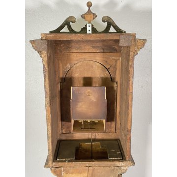 ANTICO BOX OROLOGIO PENDOLO DIPINTO PARETE MURO LEGNO 1800 PENDOLA CUCU' EPOCA 