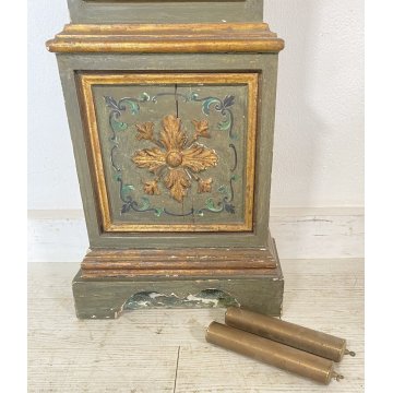 ANTICO BOX OROLOGIO PENDOLO DIPINTO PARETE MURO LEGNO 1800 PENDOLA CUCU' EPOCA 
