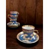 SET CAFFE' CERAMICA 4 TAZZE 4 PIATTINI ALZATINA CARAFFA PIATTO TONDO DECORO ORO