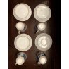 SET CAFFE' CERAMICA 4 TAZZE 4 PIATTINI ALZATINA CARAFFA PIATTO TONDO DECORO ORO