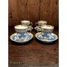SET CAFFE' CERAMICA 4 TAZZE 4 PIATTINI ALZATINA CARAFFA PIATTO TONDO DECORO ORO