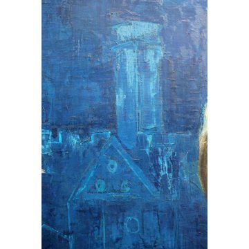 GRANDE QUADRO DIPINTO OLIO SU TELA Max Dissar Les Arlequins de Sienne EPOCA 1970
