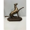 SCULTURA STATUA BRONZO DORATO CAVALLO Domenico Mazzilli BASE LEGNO VINTAGE '900