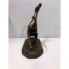 SCULTURA STATUA BRONZO DORATO CAVALLO Domenico Mazzilli BASE LEGNO VINTAGE '900