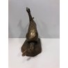 SCULTURA STATUA BRONZO DORATO CAVALLO Domenico Mazzilli BASE LEGNO VINTAGE '900