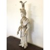 ANTICA SCULTURA TERRACOTTA SMALTATA STATUA Guanyin FIGURA DEA MITOLOGIA CINESE