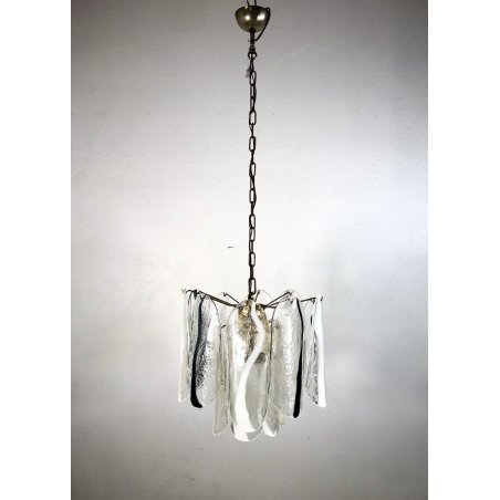 LAMPADARIO SOSPENSIONE VETRO SOFFIATO VISTOSI & MAZZEGA 15 LASTRE VINTAGE '60s