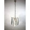 LAMPADARIO SOSPENSIONE VETRO SOFFIATO VISTOSI & MAZZEGA 15 LASTRE VINTAGE '60s