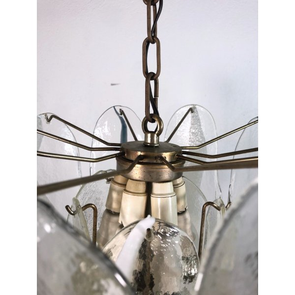 Lampadario A Sospensione Vintage In Vetro Soffiato 23cm - Plafoniera E27 In Ottone Regolabile Per Cucina E Sala Da Pranzo