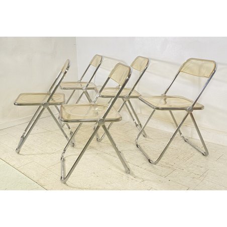 SET 5 SEDIA PIEGHEVOLE Plia Giancarlo Piretti Anonima Castelli CROMATE ANNI 70 