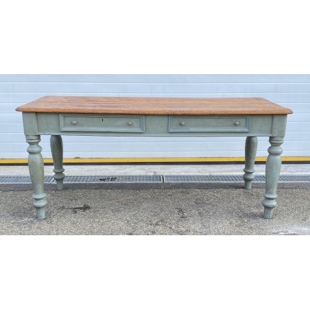 ANTICO TAVOLO PRANZO RETTANGOLARE LEGNO ABETE 1800 TABLE OLD 2 CASSETTI EPOCA 