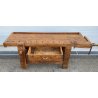 ANTICO TAVOLO LAVORO FALEGNAME LEGNO PIOPPO ROVERE FAGGIO 1800 UN CASSETTO MORSE