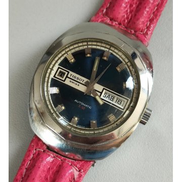 RARO TISSOT T12 AUTOMATIC 2570 Orologio Polso VINTAGE Anni 70 OLD WATCH blu dial