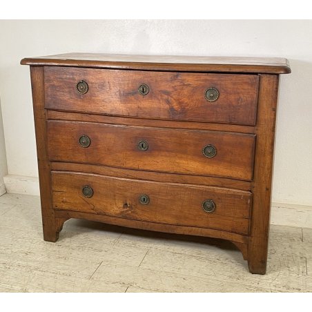 ANTICO COMO PIEMONTESE CASSETTONE MOSSO 3 CASSETTI IN NOCE EPOCA '700 PLANCIA 