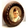 ANTICO QUADRO TONDO OLIO TAVOLA Rossaro Ferdinando RITRATTO BIMBO EPOCA '800  