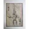 INCISIONE GIAPPONESE Ikebana COMPOSIZIONE FLOREALE ARTE ORIENTALE META' XIX sec
