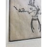 INCISIONE GIAPPONESE Ikebana COMPOSIZIONE FLOREALE ARTE ORIENTALE META' XIX sec