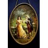  ANTICO DIPINTO OVALE Umberto Zini RITRATTO ROMANTICO GIARDINO VENEZIA ITALY 800