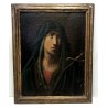 ANTICO DIPINTO OLIO TELA su TAVOLA MADONNA ADDOLORATA SPADA CUORE RELIGIOSO '600