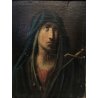 ANTICO DIPINTO OLIO TELA su TAVOLA MADONNA ADDOLORATA SPADA CUORE RELIGIOSO '600