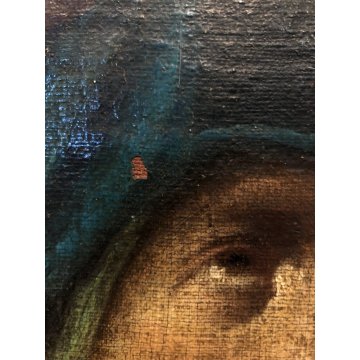 ANTICO DIPINTO OLIO TELA su TAVOLA MADONNA ADDOLORATA SPADA CUORE RELIGIOSO '600