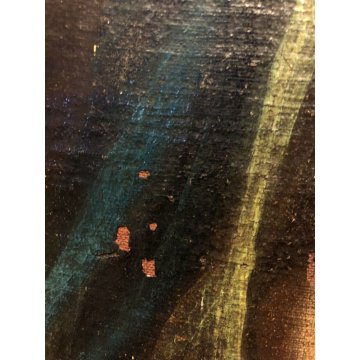 ANTICO DIPINTO OLIO TELA su TAVOLA MADONNA ADDOLORATA SPADA CUORE RELIGIOSO '600