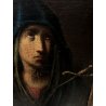 ANTICO DIPINTO OLIO TELA su TAVOLA MADONNA ADDOLORATA SPADA CUORE RELIGIOSO '600