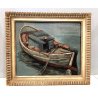 ANTICO DIPINTO OLIO TAVOLA MARINA PESCHERECCIO BARCA PESCA Primo '900