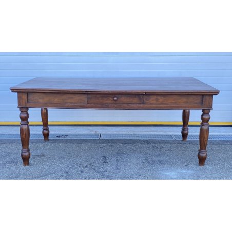 ANTICO TAVOLO PRANZO RETTANGOLARE LEGNO PIOPPO 1800 TABLE OLD 2 CASSETTI EPOCA 