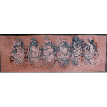 ANTICO QUADRO ACQUERELLO ASTRATTO 1964 Renato Ferrari ARONA GALLERIA S.Loeffer  
