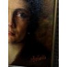 ANTICO QUADRO OLIO TAVOLA Nino Belotti RITRATTO FEMMINILE CORNICE GUILLOCHE '900