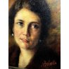 ANTICO QUADRO OLIO TAVOLA Nino Belotti RITRATTO FEMMINILE CORNICE GUILLOCHE '900