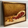 QUADRO OLIO Nino Belotti NATURA MORTA FRUTTA RACCOLTO CILIEGIE ALBICOCCHE '900